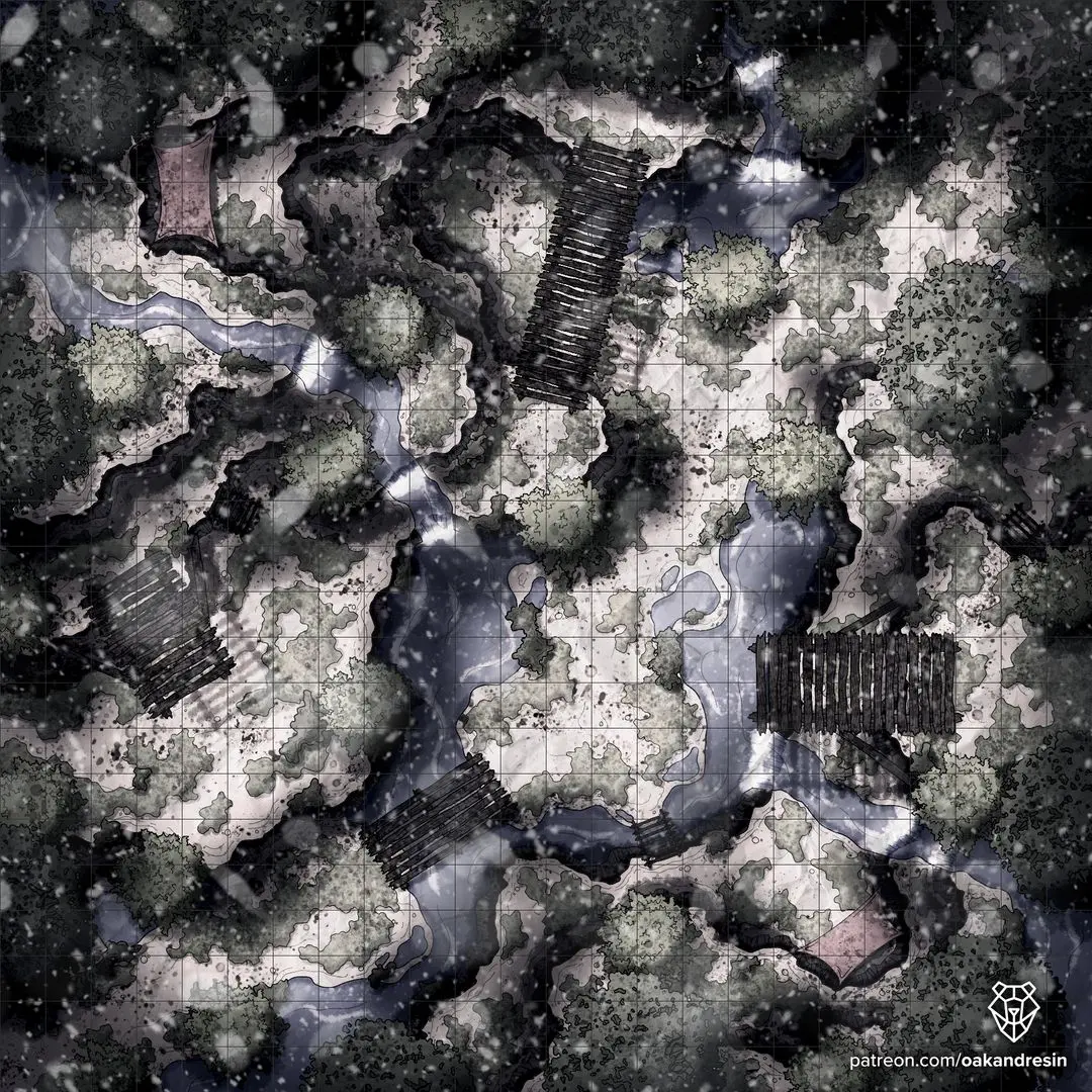 Ravine Pass - Snow Edition [Art][Battlemap][24x24][1728x1728px] | Scrolller