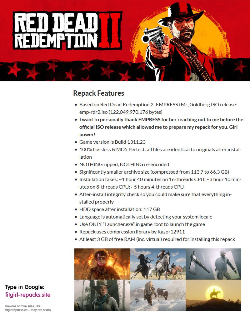 Red Dead Redemption 2 (Build 1311.23, MULTi13) [FitGirl Repack] 66.3 GB Scrolller