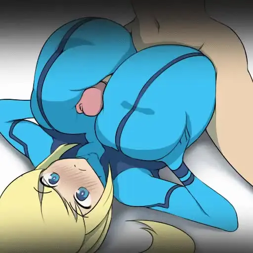 Samus Aran from Metroid in anime fan art, featuring her blonde ponytail, Zero Suit, and nude poses.