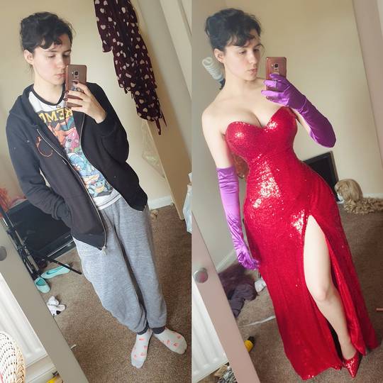 [self] I tried on my 95% done Jessica Rabbit dress today.