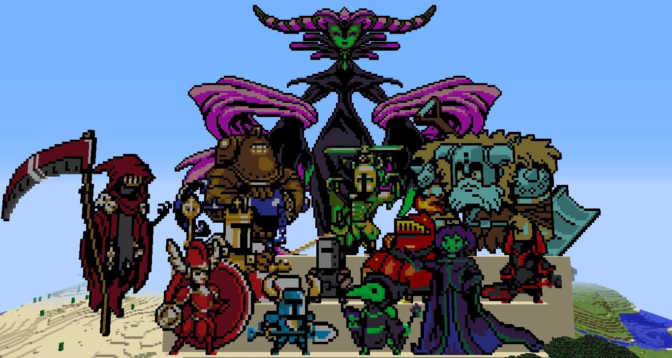Shovel Knight pixel art in Minecraft Scrolller