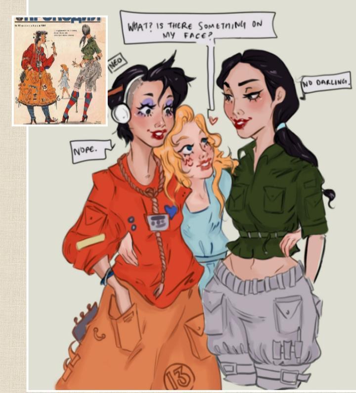 Speedy drawing of @Slothsarrian 's Soviet magazine, 3 Russians in love