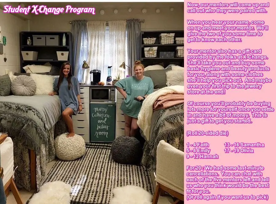 Faith, Emily, and Hannah in the Student X-Change Program featuring lingerie, a white dress, and a tongue piercing