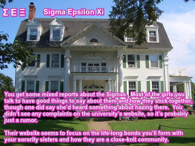 Blonde college student in the Student X-Change Program navigating sorority life and academic probation.