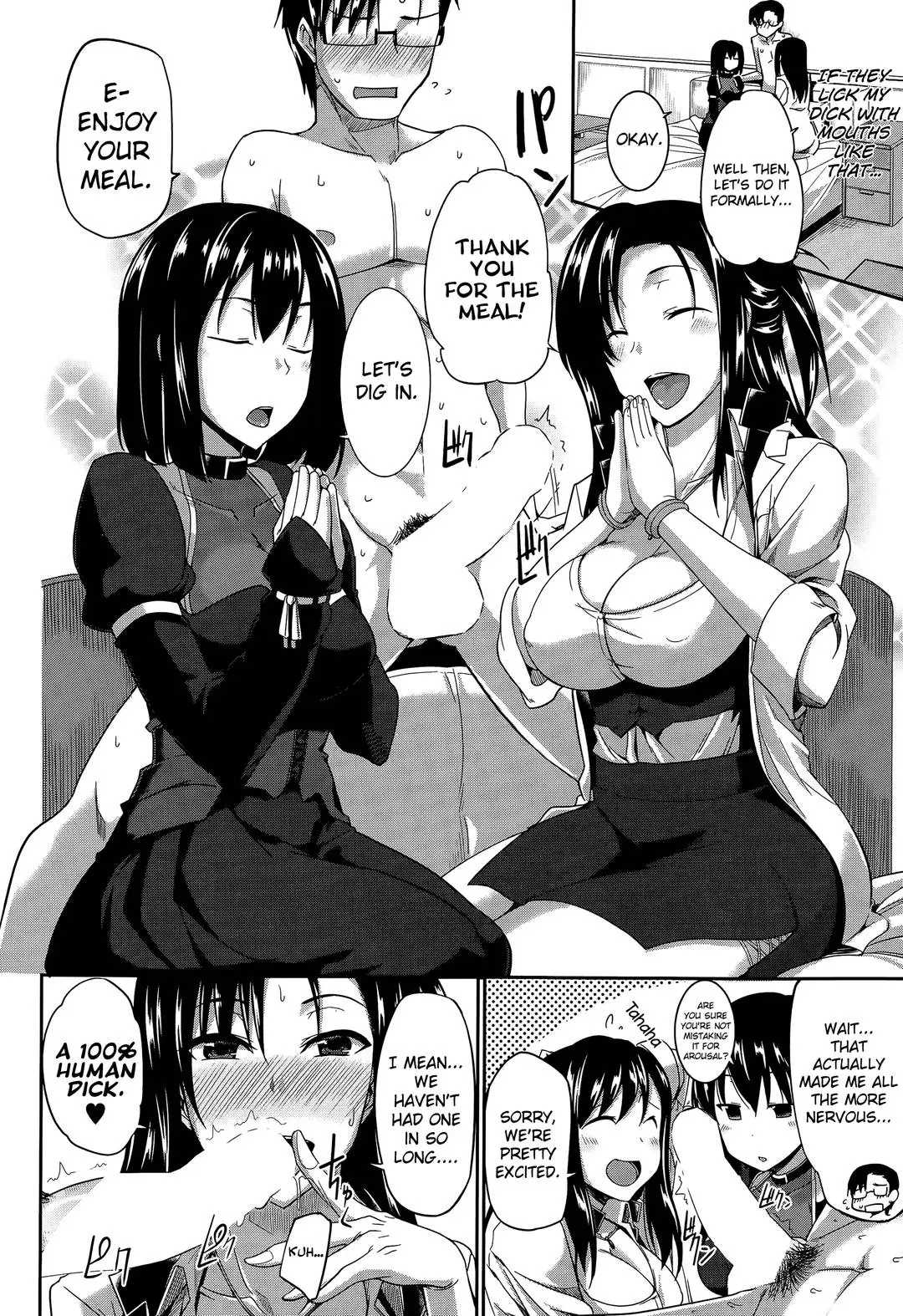 Masato, Ayano, and Tomoe in a succubi seduction threesome with ahegao and double blowjob
