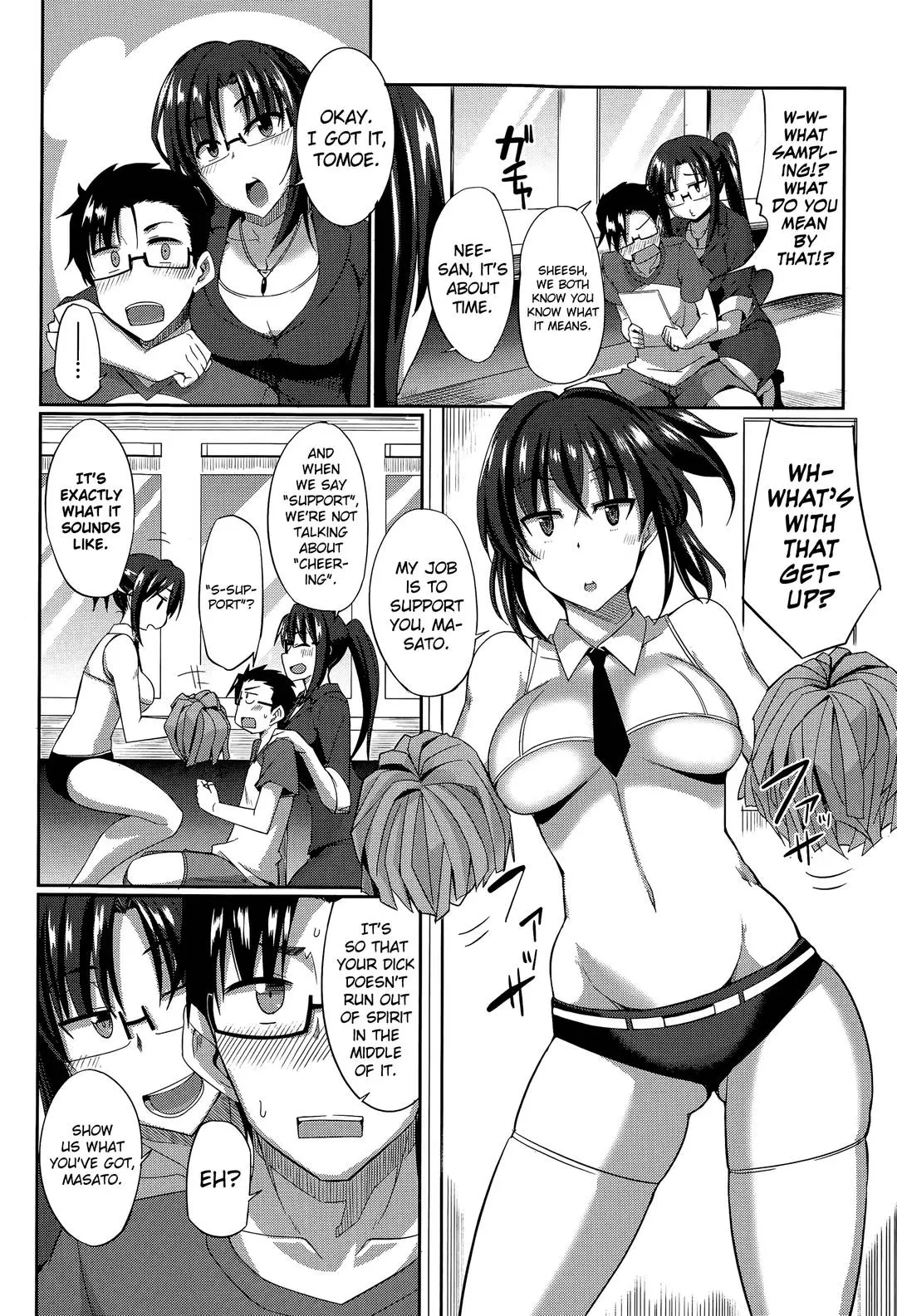 Masato, Ayano, and Tomoe in a succubi seduction threesome with ahegao and double blowjob