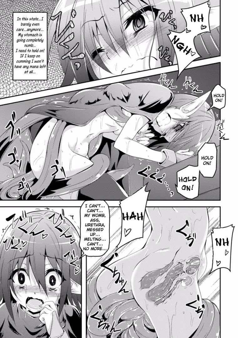 Sasha the Elf being dominated by parasitic tentacles in a fantasy dungeon by Fumihiro