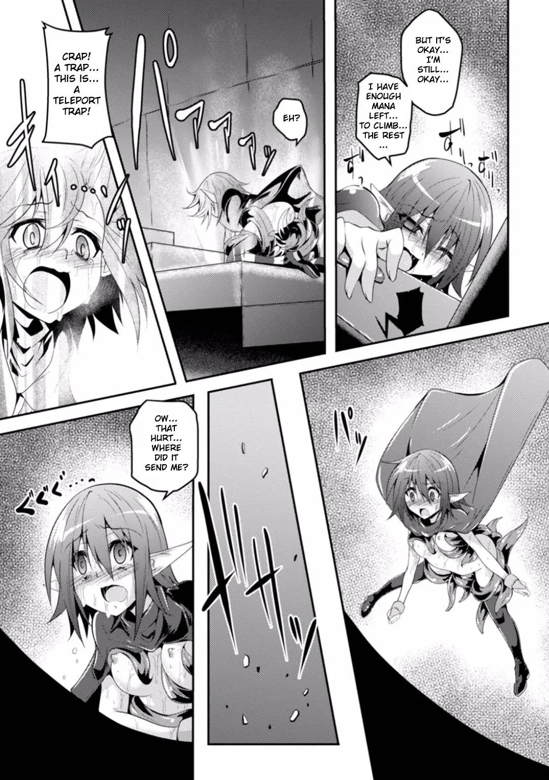 Sasha the Elf being dominated by parasitic tentacles in a fantasy dungeon by Fumihiro