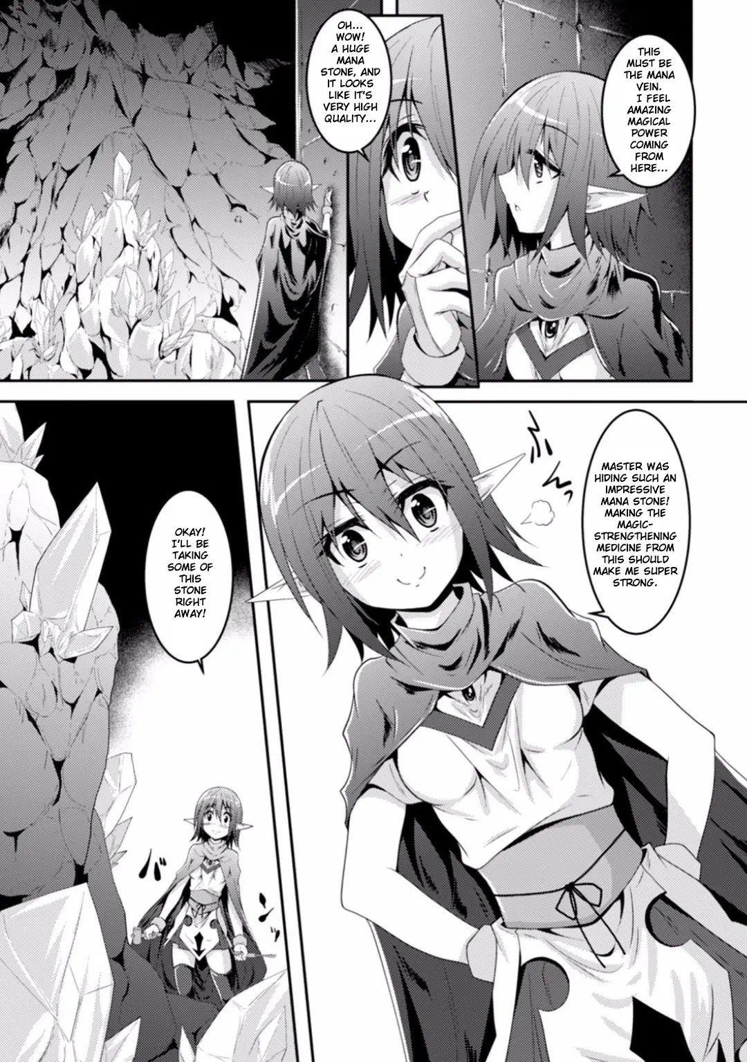 Sasha the Elf being dominated by parasitic tentacles in a fantasy dungeon by Fumihiro
