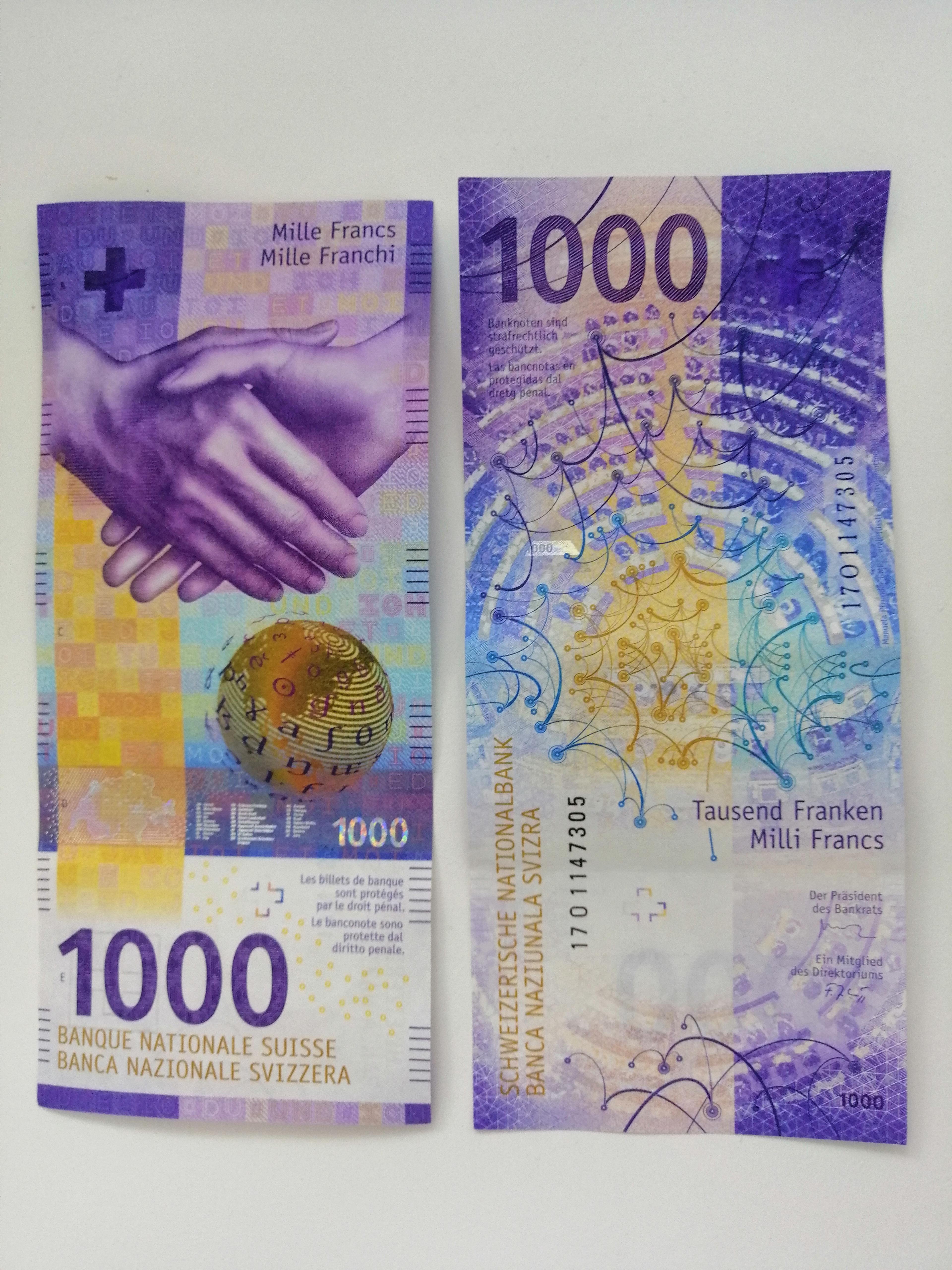The banknote I like most after the 100 CHF note and perhaps also the 10 ...