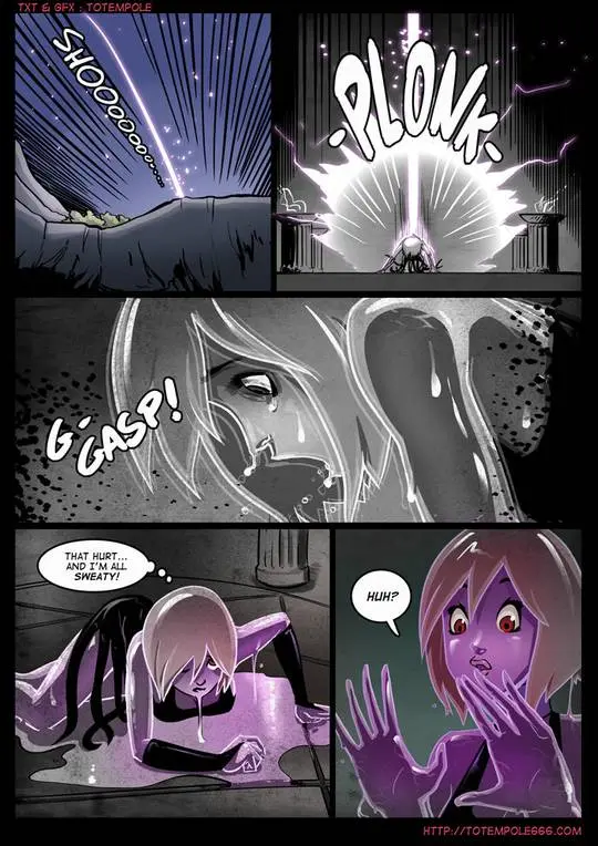 Totempole comic featuring a busty blonde witch, a muscular knight, and green demons in a fantasy setting.