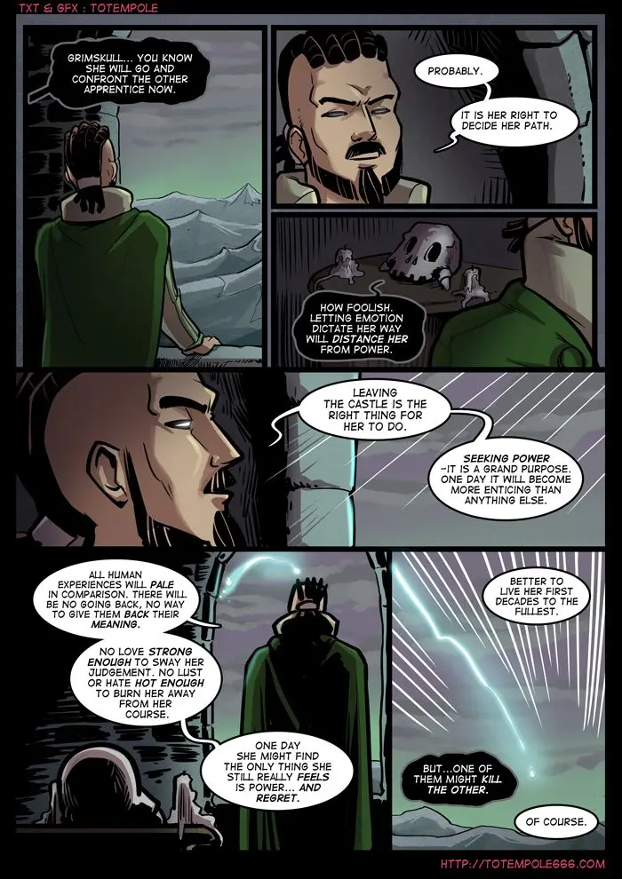 Totempole comic featuring a busty blonde witch, a muscular knight, and green demons in a fantasy setting.