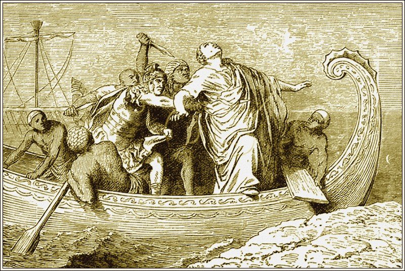 The death of Pompey the Great, 48 BC. Murdered upon arriving in Egypt