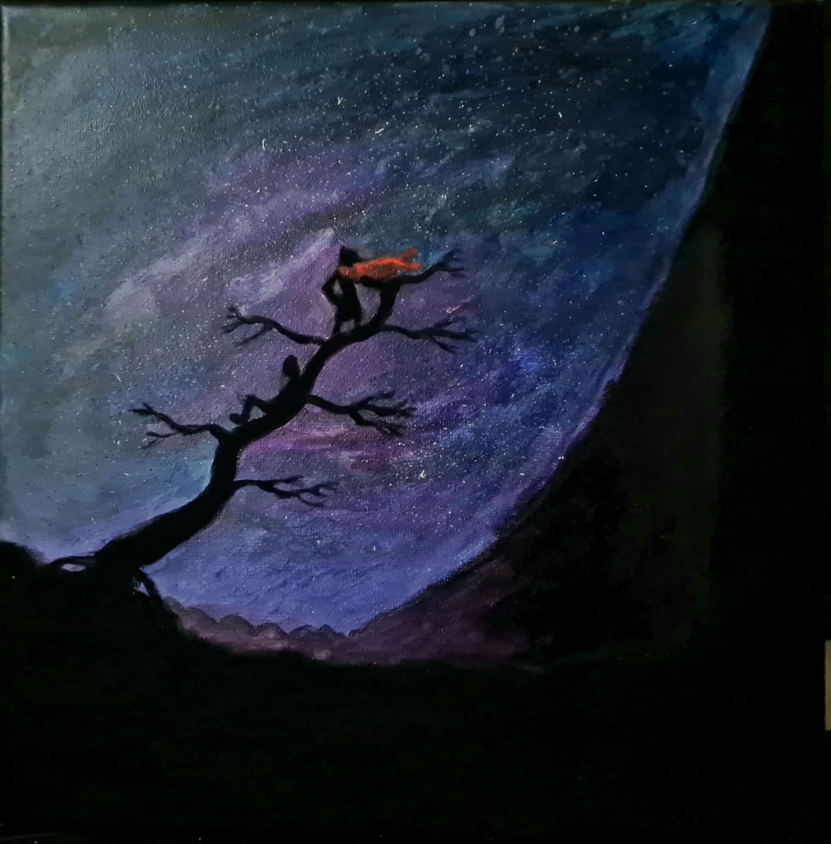 The girl who looked up. Acryllic on canvas. Scrolller