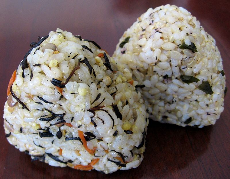 This is a 10-Grain Rice Hijiki Musubi and Shiso & Wakame Brown Rice ...