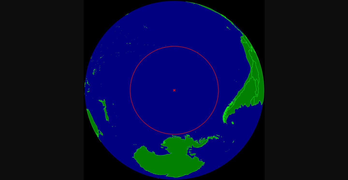 This is "Point Nemo", the oceanic pole of inaccessibility.  Scrolller