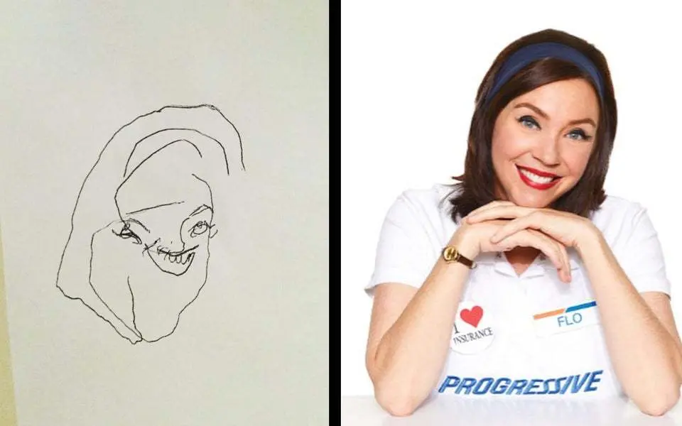 This person tried to draw Flo without looking at the paper. I would ...