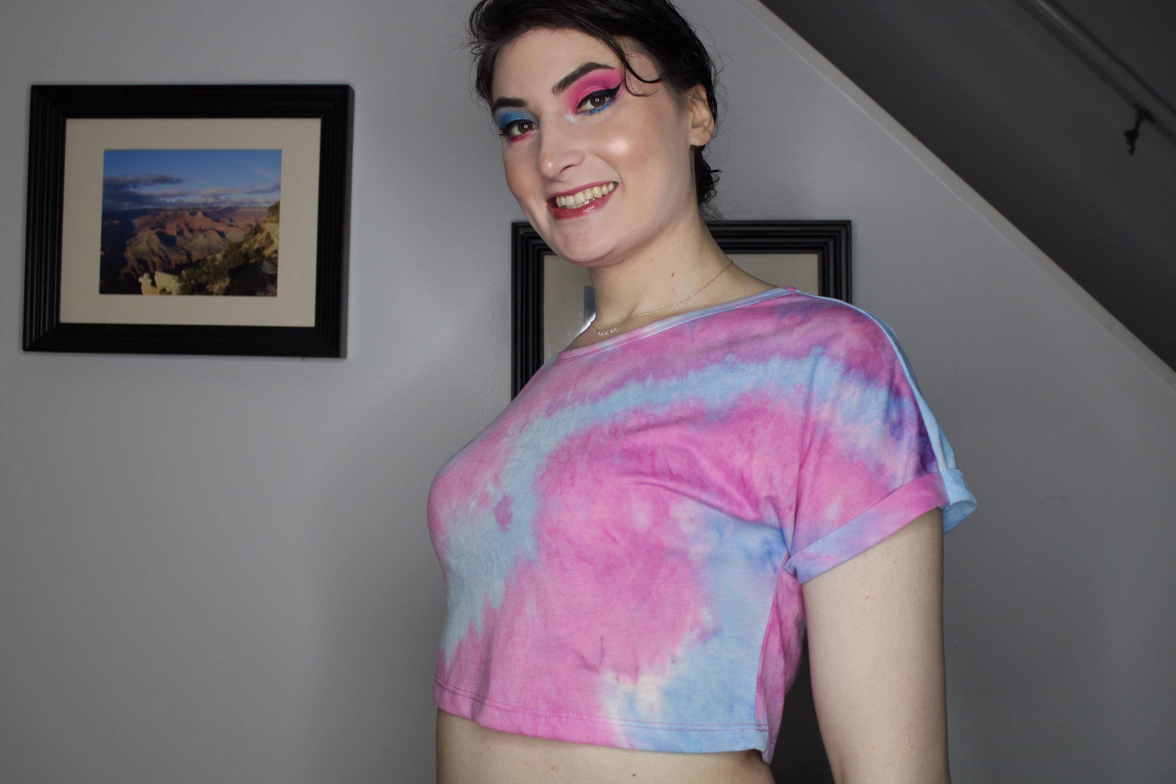 Trans Flag Color Inspired Makeup Look To Celebrate One Year On Hrt 💖💙🤍