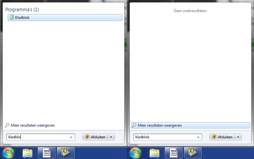 Typing kladblok dutch in the search bar doesn t find notepad but