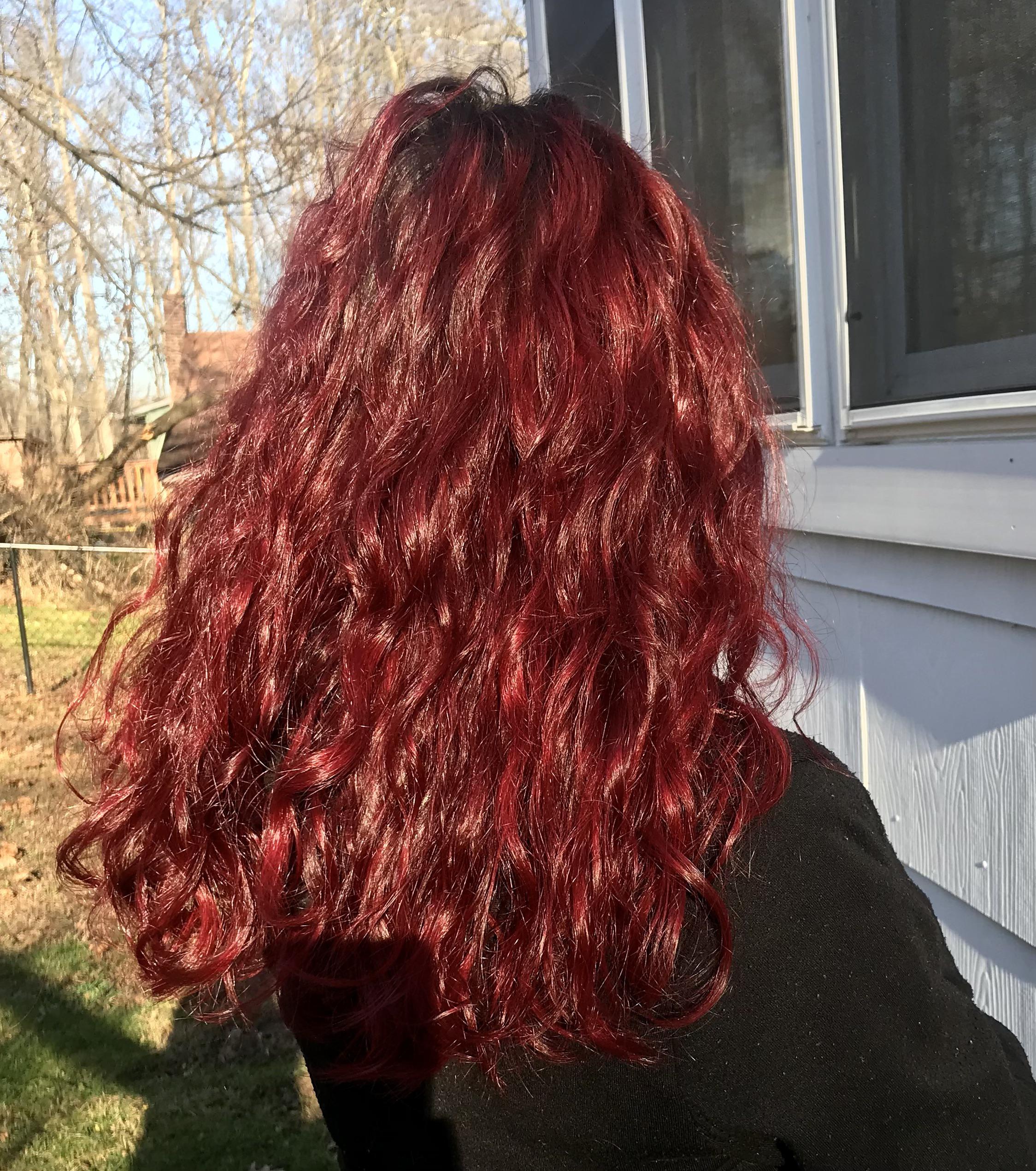 Used ion True Tones in crimson for my roots & ion brights in garnet to
