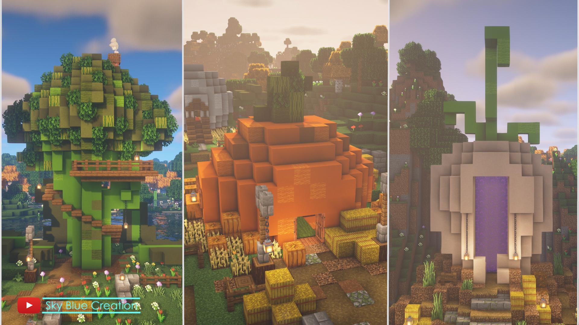 Veggie Village! Broccoli & Pumpkin House & Parsnip Nether Portal ...