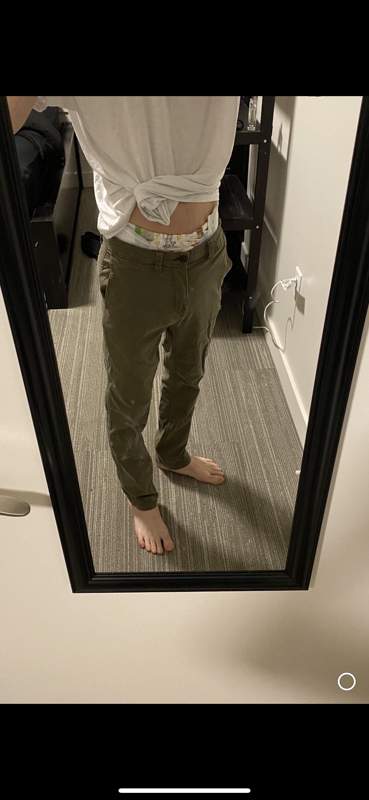 Wearing my nighttime diaper to work guess i ll just have to change my