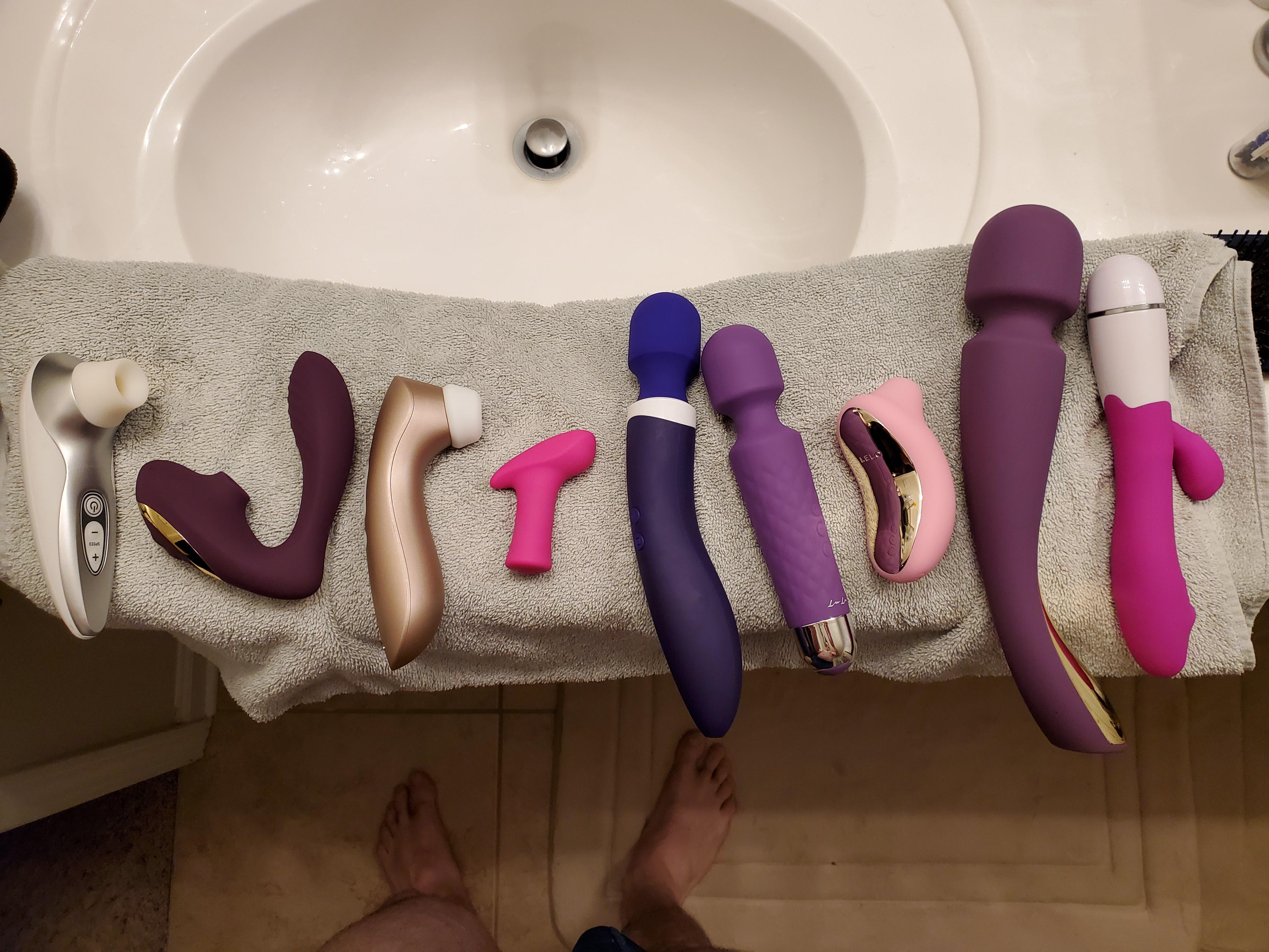 Weekly cleaning of my wife s sex toys. Of course we clean after