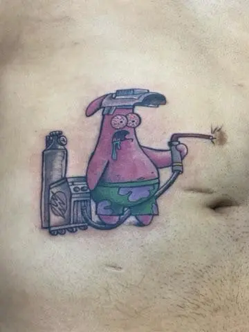 What do you do with an awkward scar? Add Patrick tattoo | Scrolller