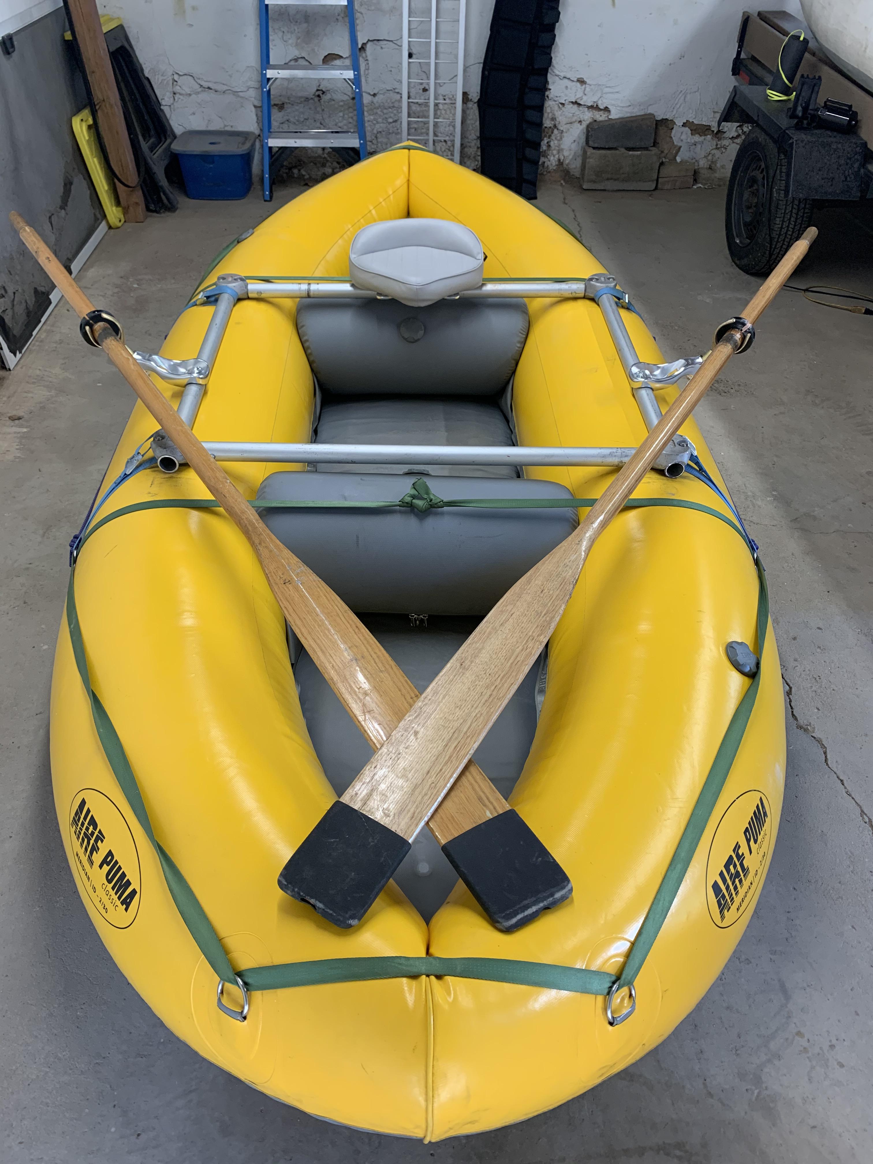Whitewater raft complete. Custom frame, Gull ash oars from New Zealand ...