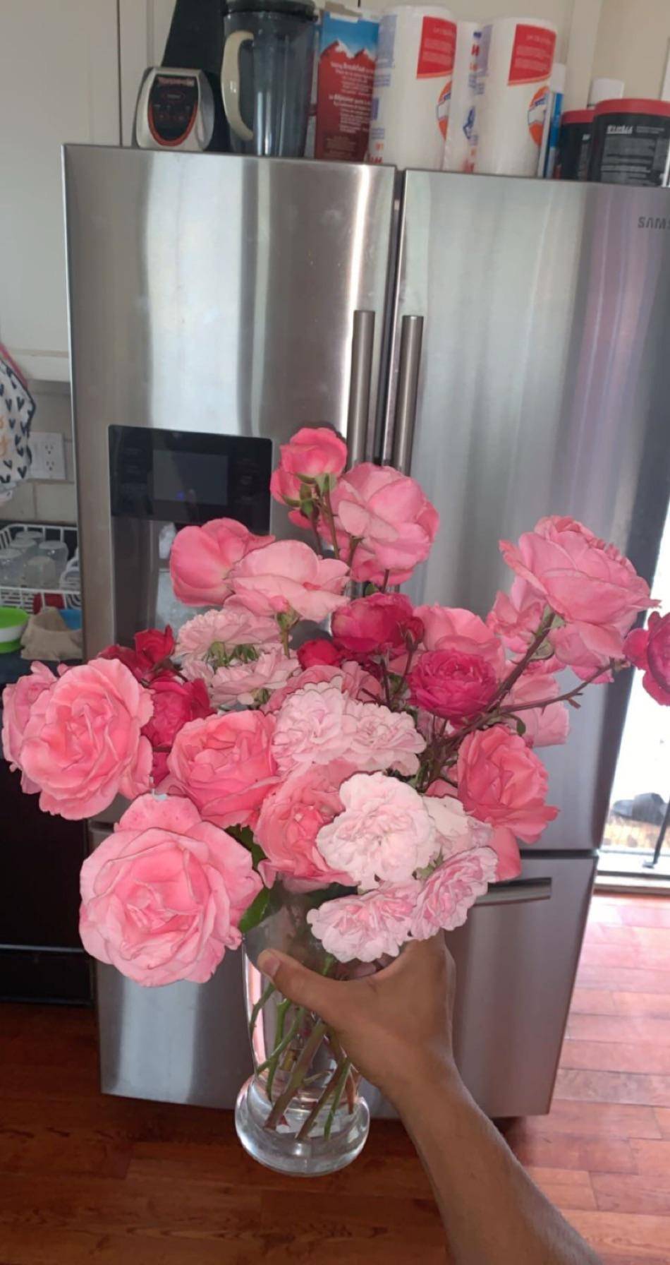 Wife wanted flowers for her birthday this year. Planted roses years ago ...