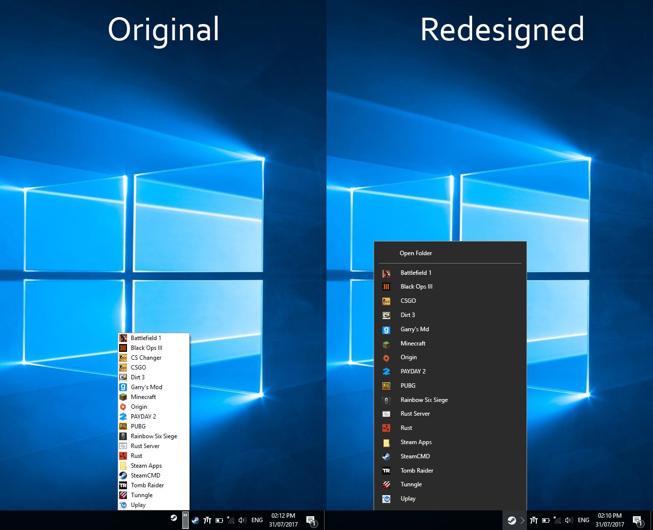 Windows 10 toolbar redesign scrolller