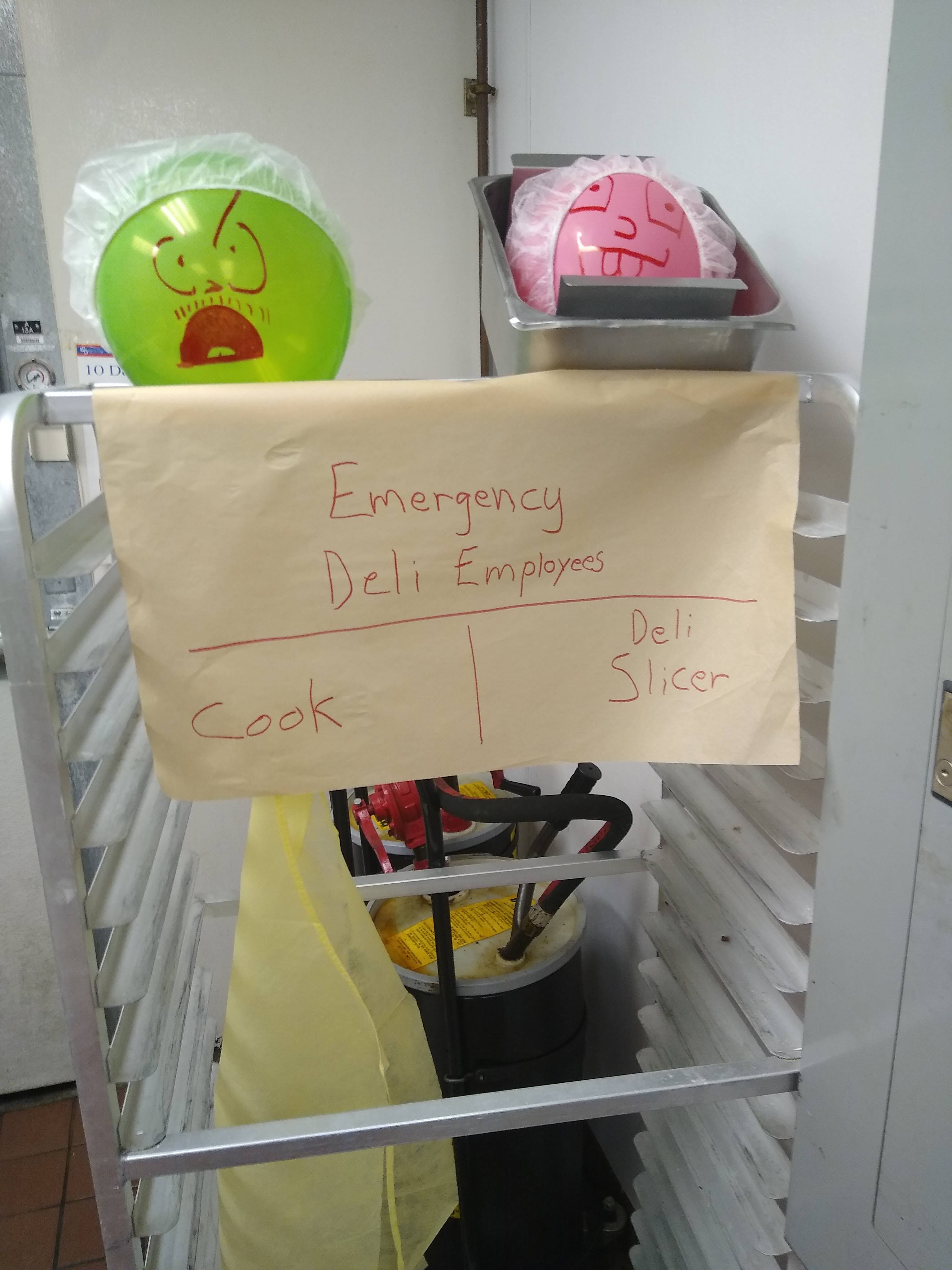 A couple random balloons ended up in the deli, and we could always use ...