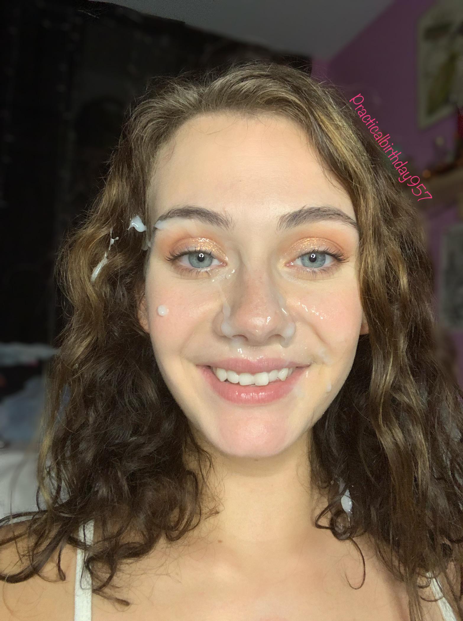 A face of makeup deserved a big load to ruin it 😛 | Scrolller