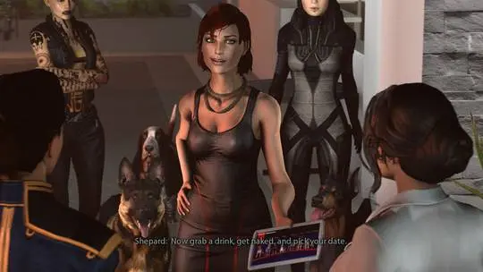 Hentai Beast 3D art by ShittyHorsey featuring a group of women and dogs in a Mass Effect futuristic setting