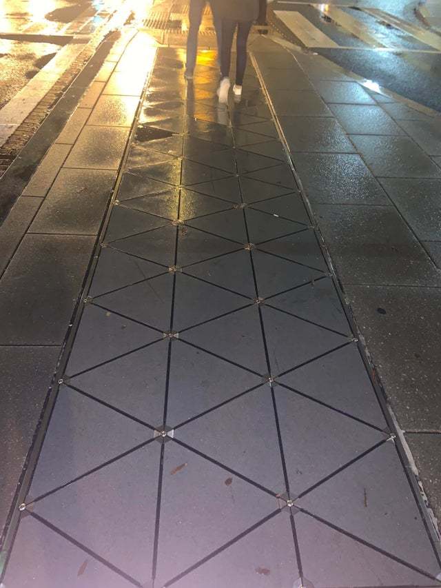 a sidewalk that generates electricity when you walk on it