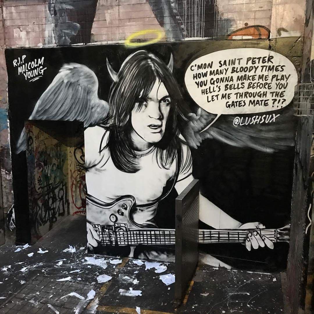 A mural in memory of AC/DC's Malcolm Young has appeared in Melbourne's ...