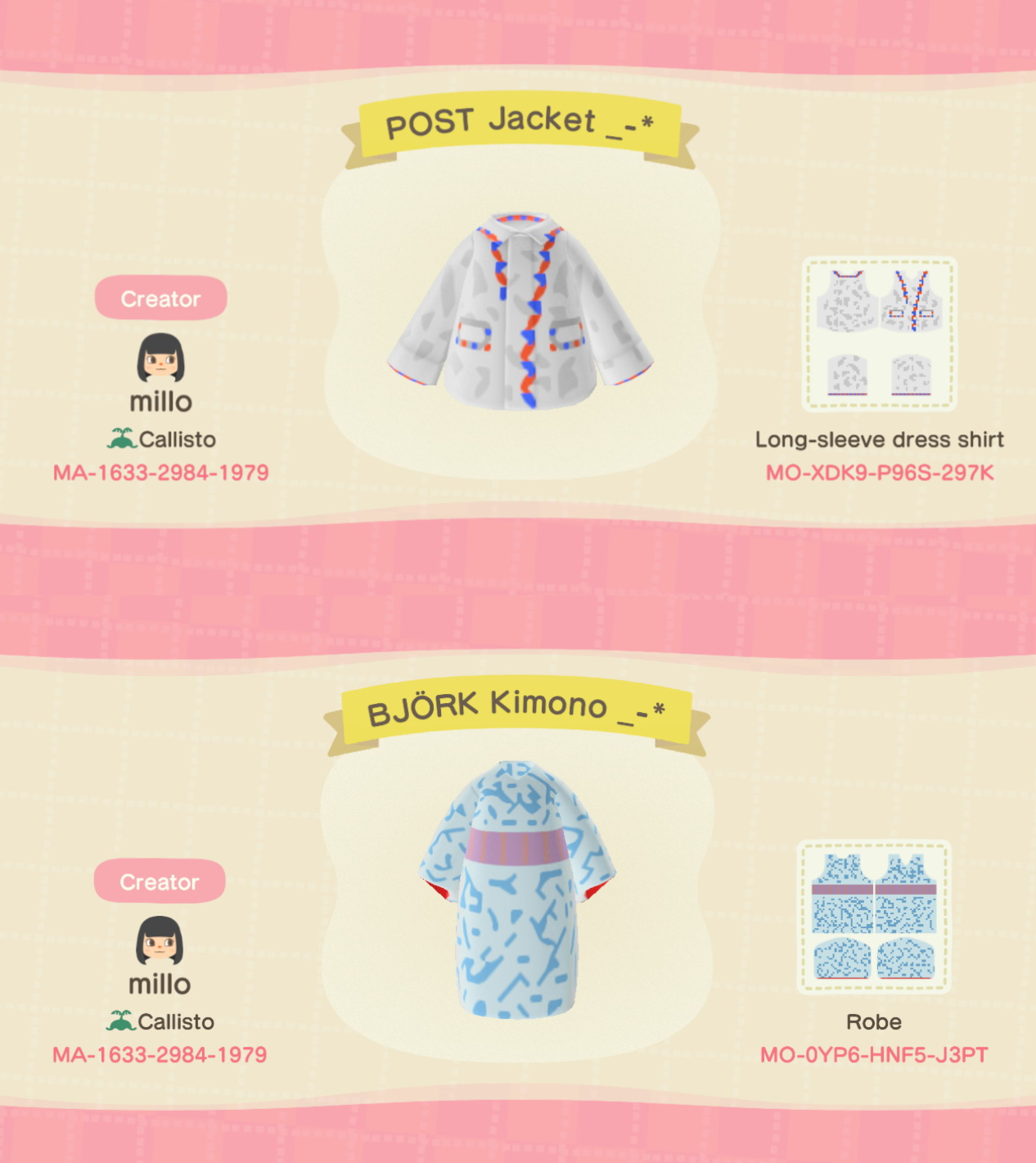 ACNH "Post" and "Homogenic" Clothing Designs! Scrolller