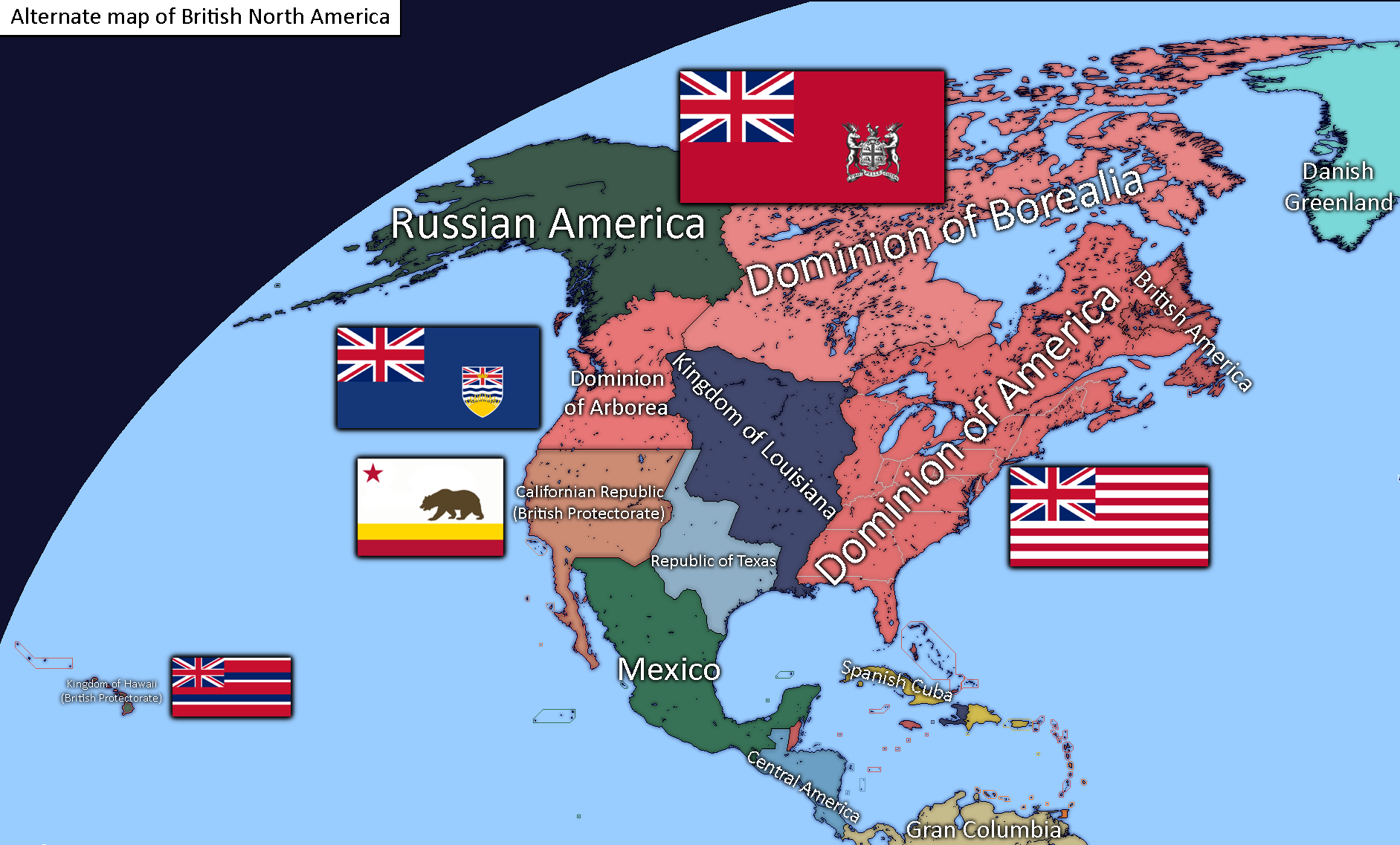 Alternate map of North America: What if the American Revolution failed ...