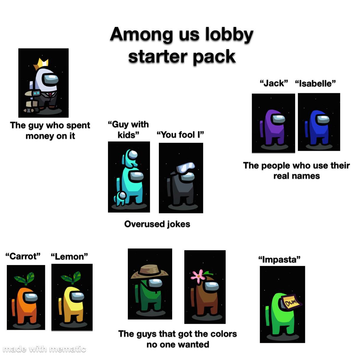 Among us lobby starter pack Scrolller
