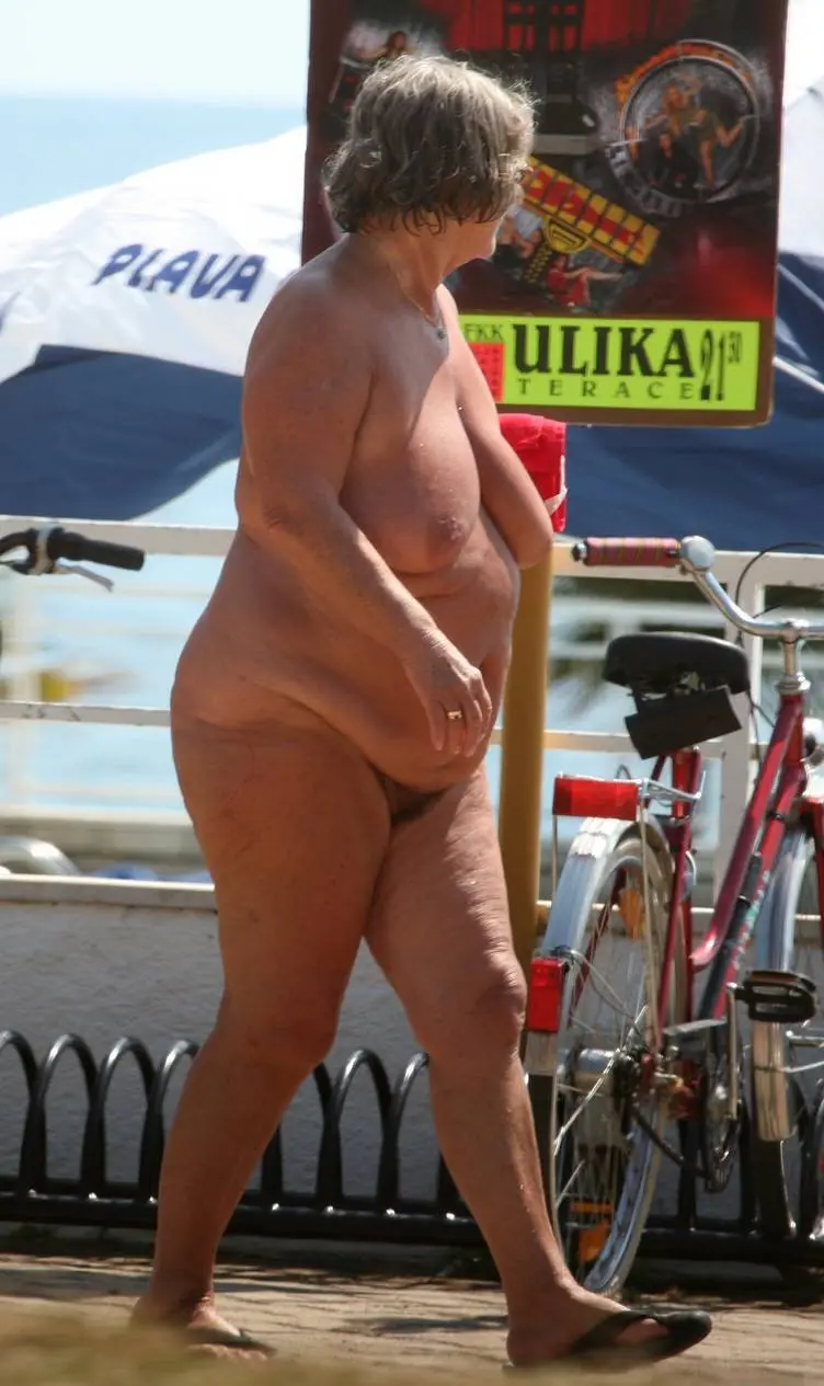 Another mature BBW walking at a nudist beach