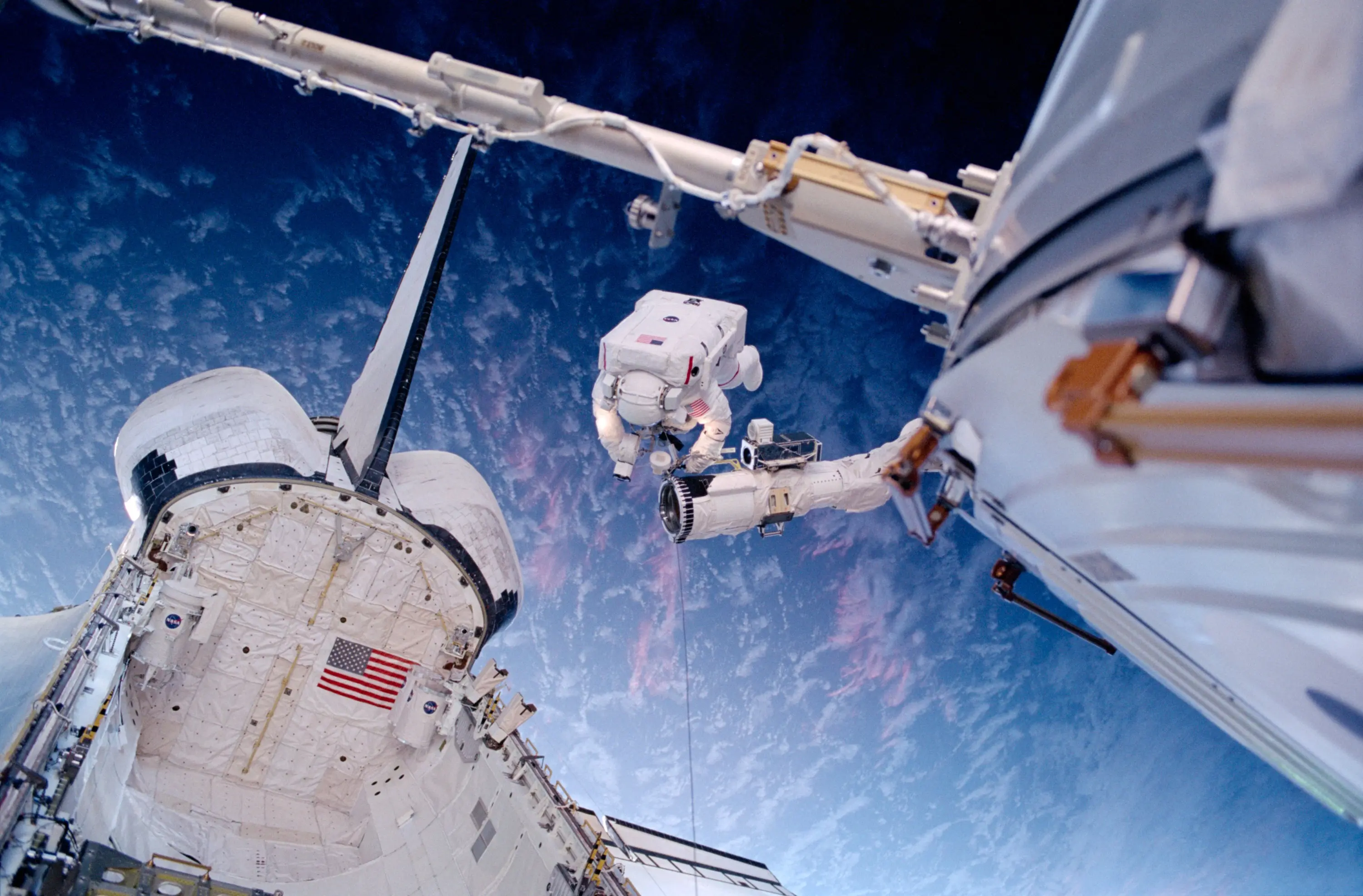 Astronaut Daniel T. Barry near the end of the Space Shuttle Discovery's ...