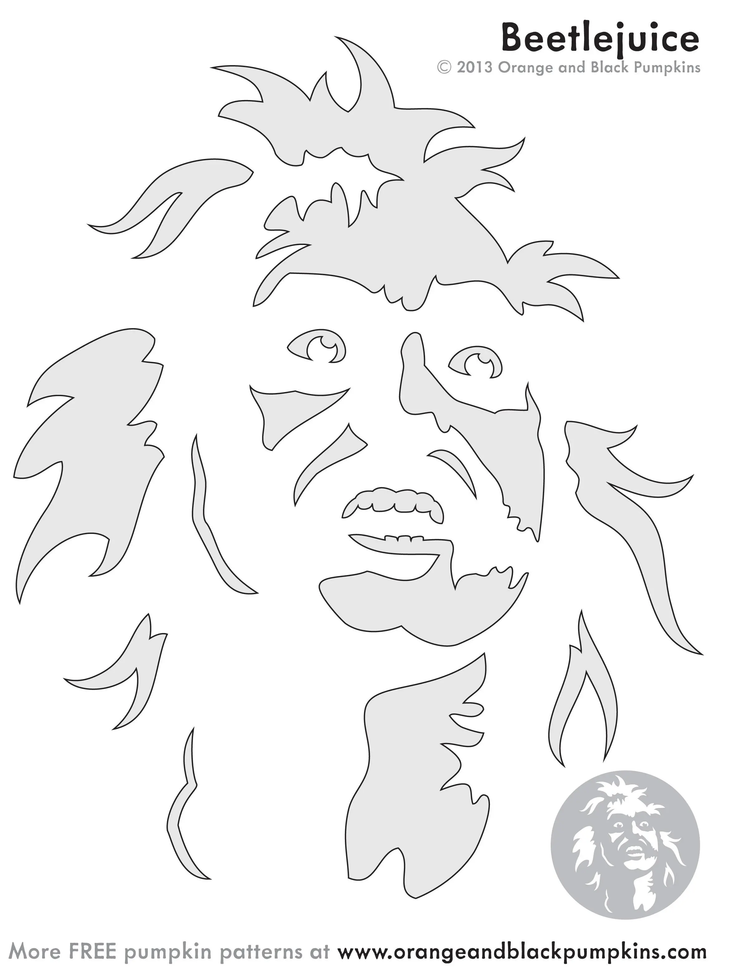 Beetlejuice (Pumpkin Stencil - Pumpkin Pattern - Pumpkin Template - Jack-o-lantern stencil)