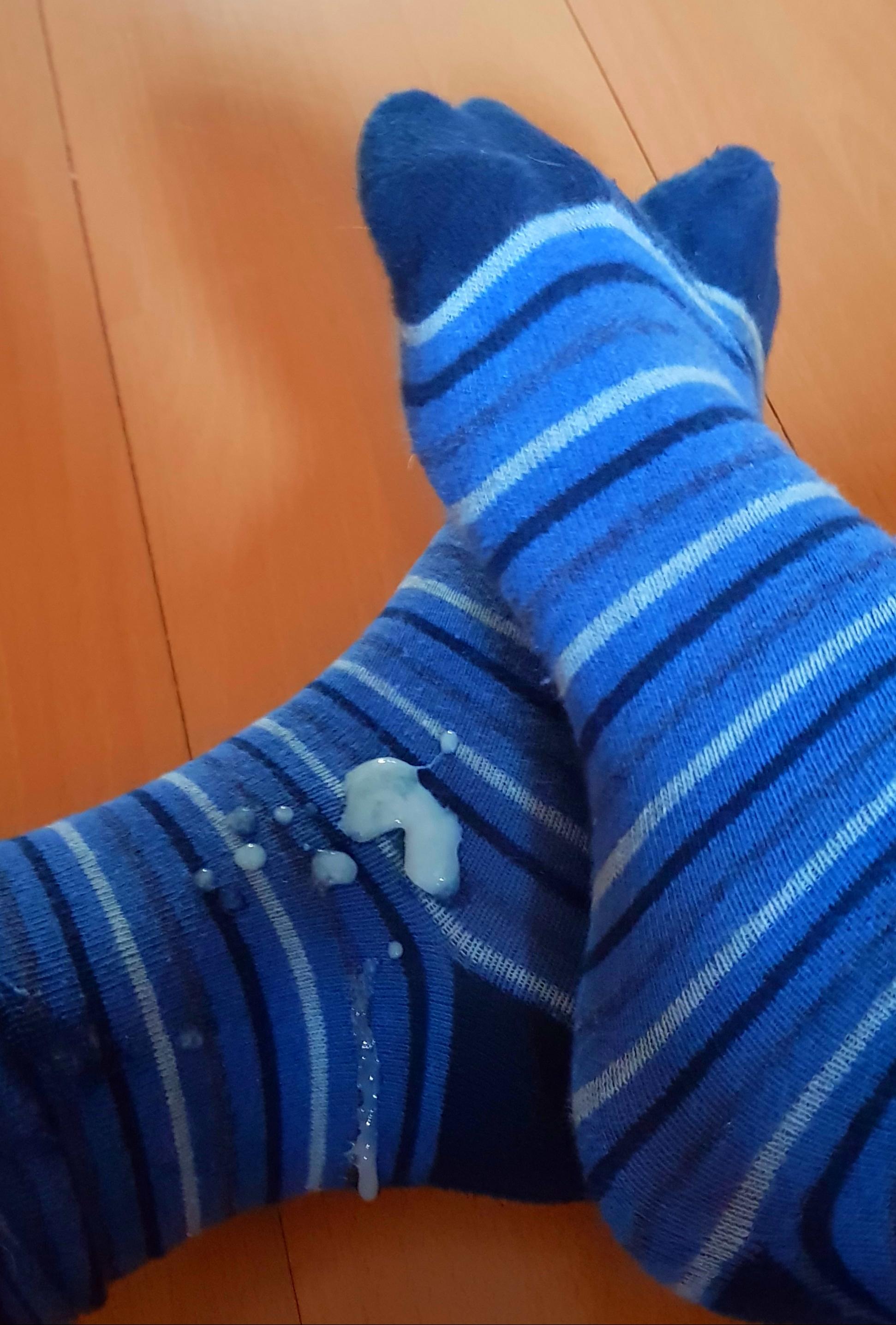 Blue Striped Cum Socks Scrolller