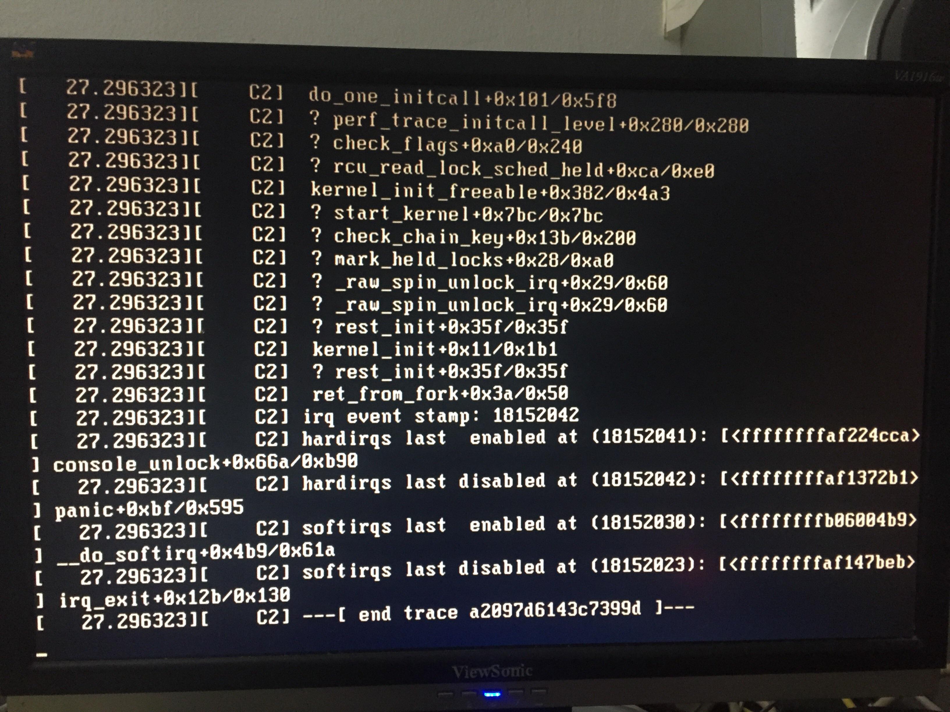 boot time kernel panic (custom built kernel v5.1.1) - configured: make ...
