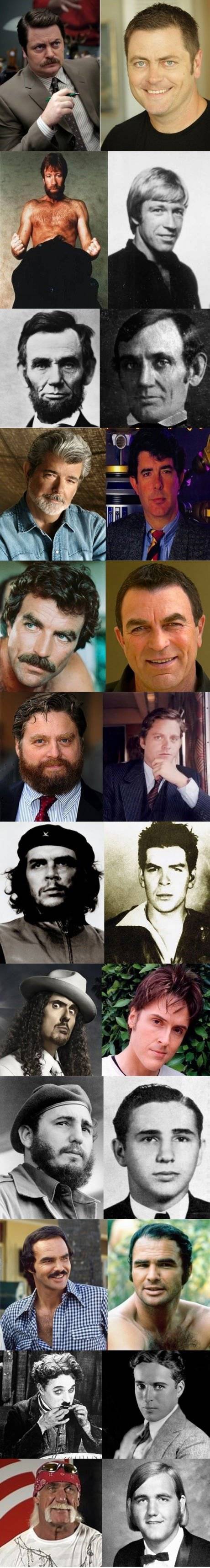 Celebrities with and without beard | Scrolller