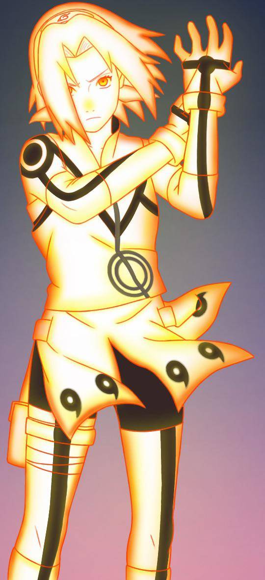 Colored Sakura with Kurama chakra mode. Scrolller