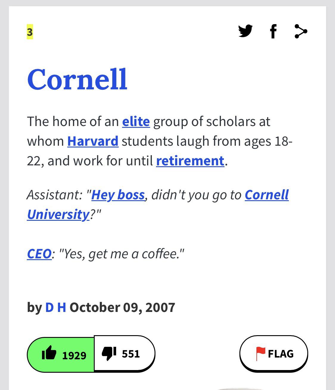 Cornell as defined by the Urban Dictionary Scrolller