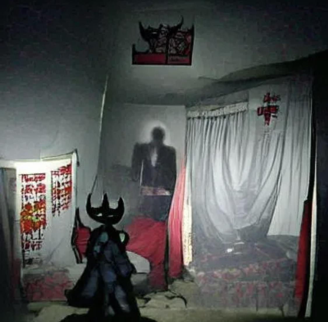 Demon In Corner Dark bedroom with creepy demon standing in the corner | Scrolller