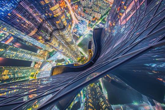 Downward shot of Busan, South Korea