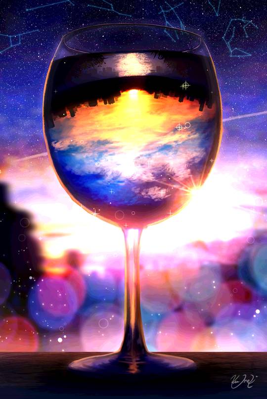 Evening Scenery of a Wine Glass by クメキ
